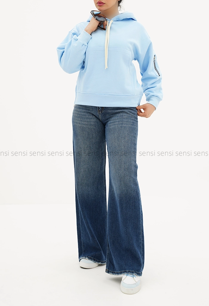 هودی باکسی آستین زیپ کد1005152